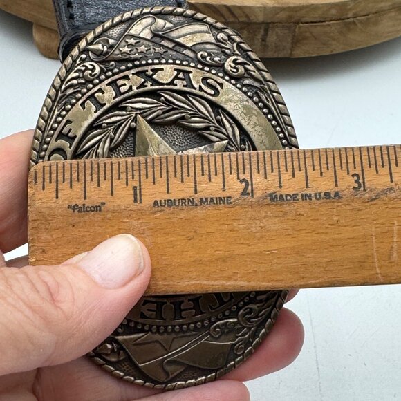 The State of Texas Lone Star Brass Belt Buckle with Brown Belt Southwestern size - Picture 13 of 15